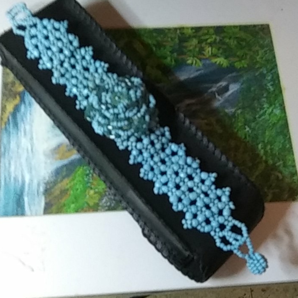 Artisian Tourqoise colored Bead/weaved Bracelet